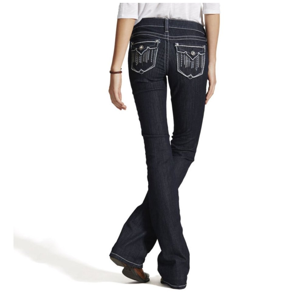 Ariat Ruby Cascade Flap Jean Womens 30 Western Rancher Blue Denim FLAW